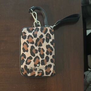 NWT Kate Spade cheetah Print Wristlet wallet Lanyard
